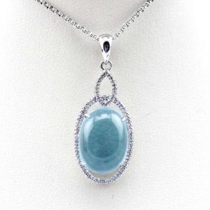 China 925 Silver Pendant 12mmx15mm Oval Dome Blue Topaz Cubic Zirconia (PSJ034) factory
