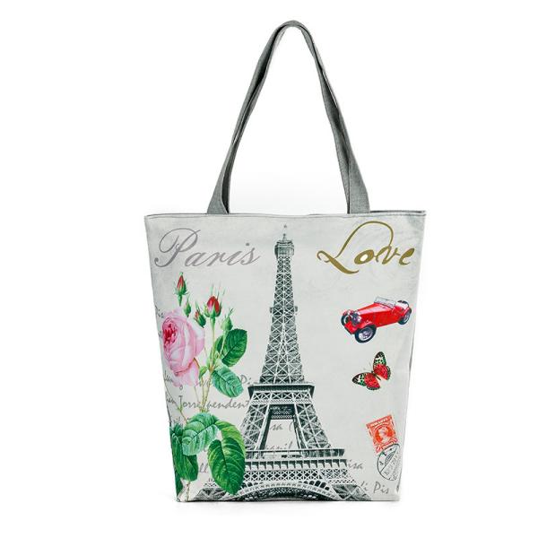 Printed canvas shoulder bag lady female Tower in Paris printing landscape