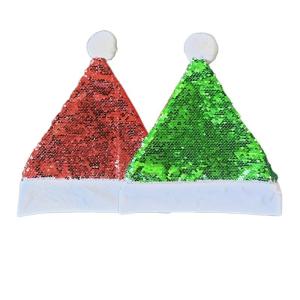 China Personalized Sublimation Christmas Hats Shiny Sequin Christmas Cap For Sublimation Printing factory