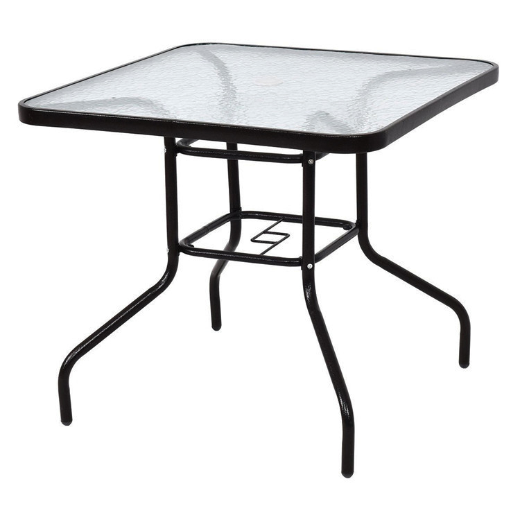 Balcony Garden Leisure Furniture Metal Tempered Glass Square Round Coffee Dining Table