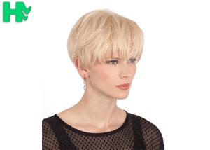 China 100% Kanekalon Light Blonde Synthetic Hair Wigs Short Layers Fiber Wigs factory