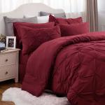 Queen Size Solid Pinch Pleat Pintuck 3-Piece Duvet Cover Set with Diamond