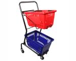 Powder Coated Two Tier Shopping Cart / Double Basket Shopping Cart 50-240L