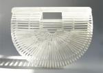 Summer Beach Tote Bag Handmade Acrylic Half Moon Round Hollow Out Basket Handbag