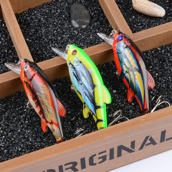 3 Colors 4.3CM/4.4g 6#Hooks 3D Eyes Plastic Painting Bait 0.30m-0.6M Floating
