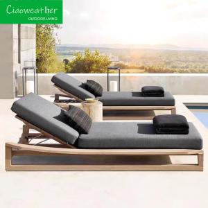 China Modern Teak Chaise Waterproof Cushioned Sun Lounger for Luxury Outdoor Pool and Beachside Relaxation factory