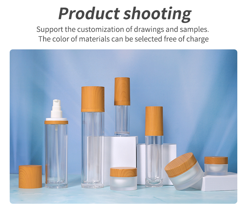 Cosmetic Acrylic Bottles 30ml 50ml 100ml 120ml Luxury Empty Perfume Bottles With Wood Cover
