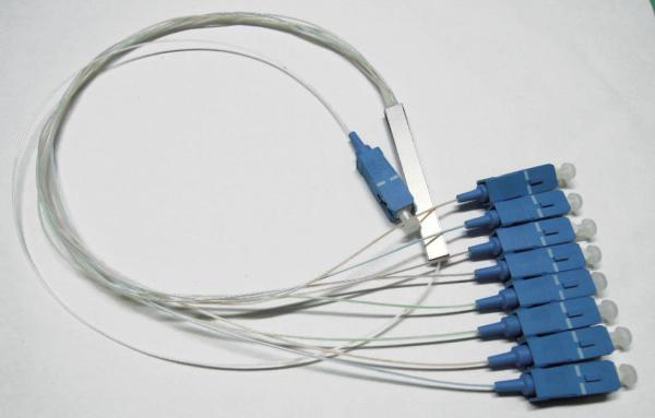 0.9mm Fiber Optic Cable Splitter For FTTX / PON Networks , 1 × 8 PLC Fiber