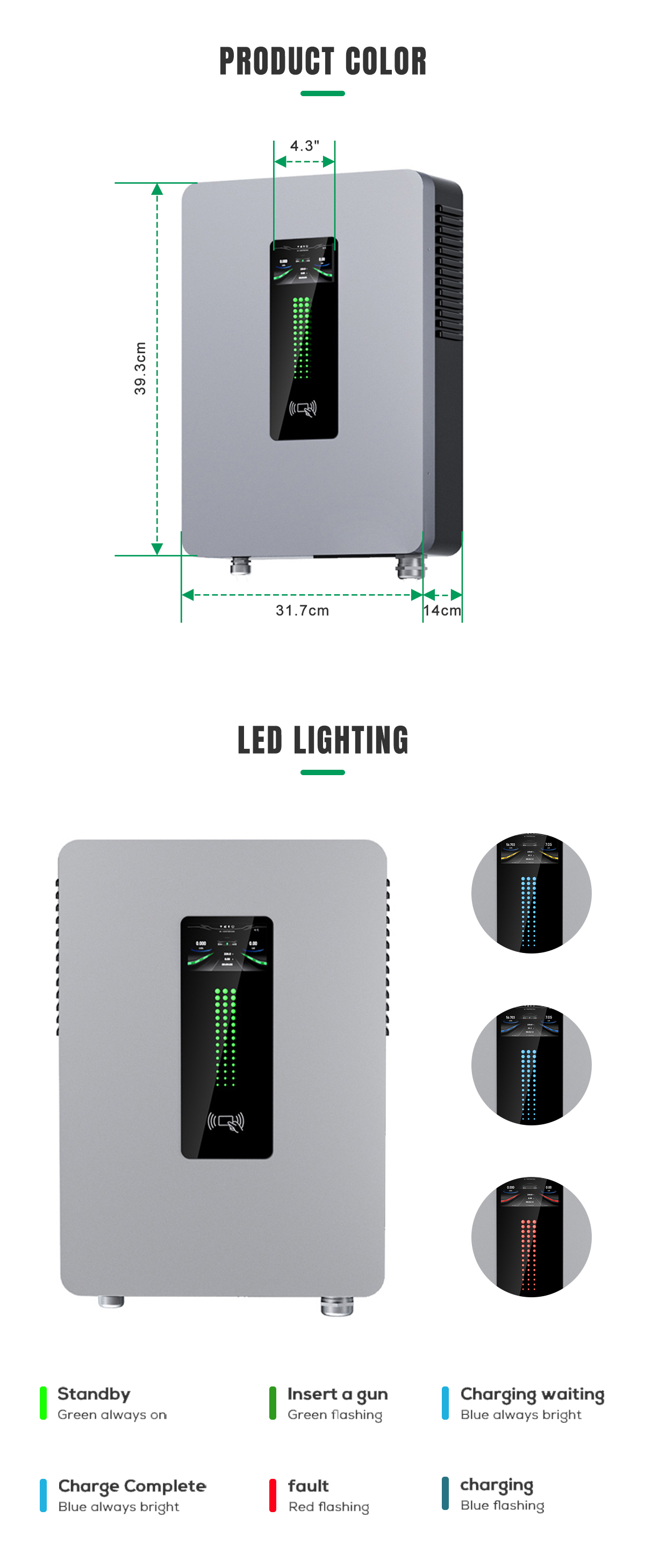 230V Input Voltage E-mingze Wall-mounted 20KW DC Fast CCS2 EV Charger Station with Swipe Card and Bluetooth Connection