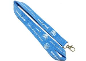 China Blue Metal Hook Custom Polyester Lanyards Trade Export Environmental Protection factory