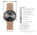 Womens Fashion Watch Rose Gold Stainless Steel Quartz Watch