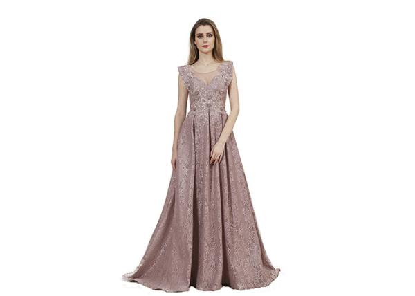 Mocha Color Embroidery Wedding Bridesmaid Dresses Floor Length / Ladies Prom