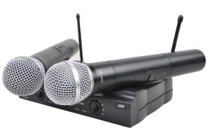 China Black Handheld Wireless Microphone Karaoke System 40Hz-18KHz UHF-585 factory