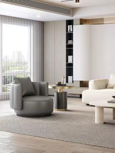 China Contemporary Hotel Minimalist Style Genuine Leather Single Sofa for Reception Area factory