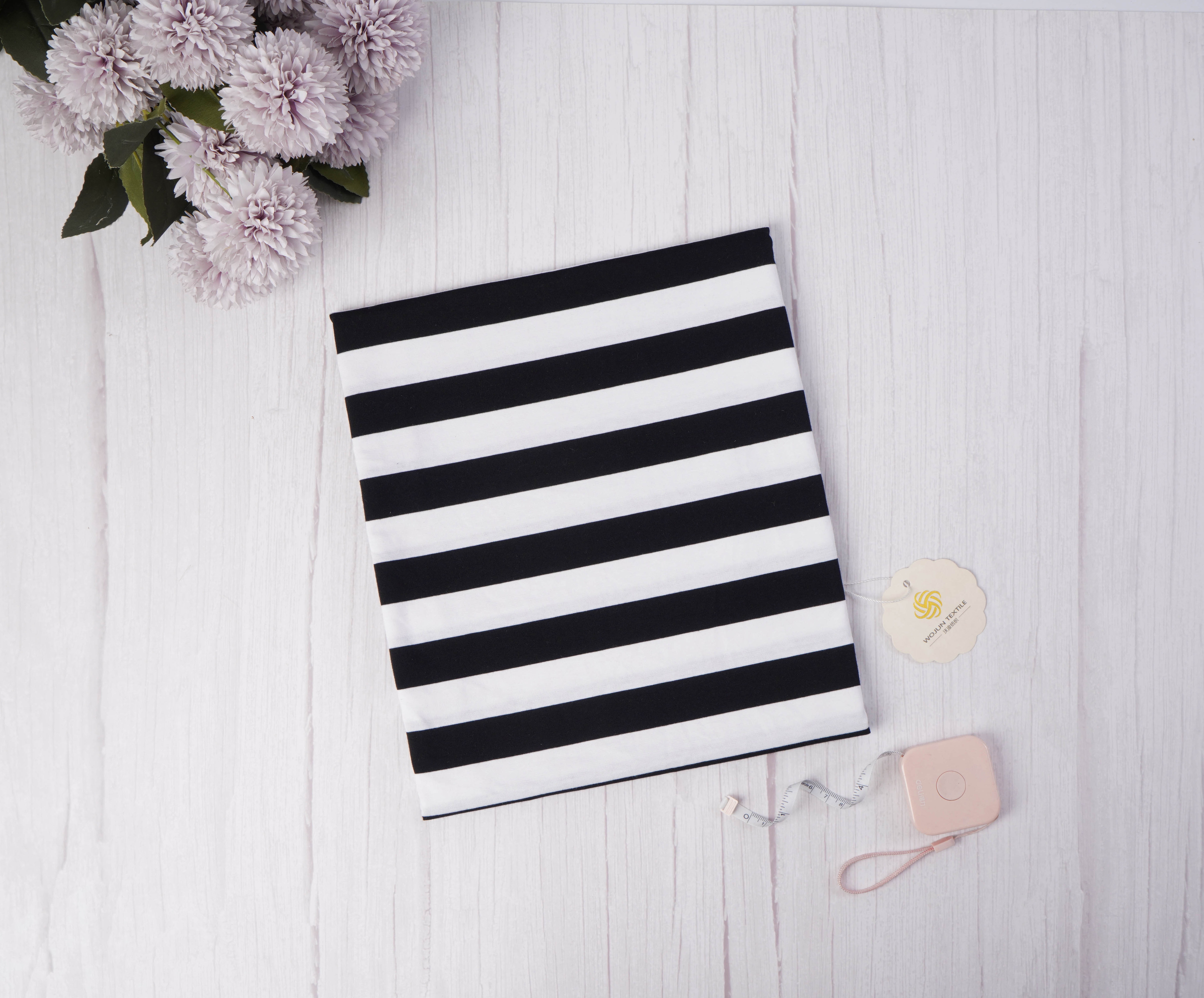 Easy To Care Healthy And Smooth Striped Material Fabric For T-Shirt