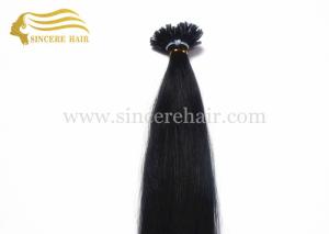 China 24&quot; Double Drawn Pre Bonded U Tip Hair Extensions 1.2 Gram / Strand In Jet Black #1 for sale factory