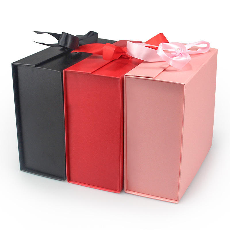 OEM/ODM Custom Print Hard Paper Foldable Magnet Box Style Packaging Paper Box With Ribbon