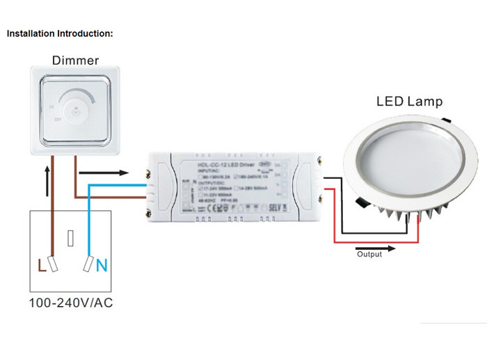 180 - 240V / AC 12w Dimmable Led Driver Constant Voltage Short Circuit Proof