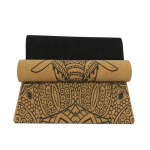 China Patterned Yoga Mat, Top Layer Cork Material, Wood color thermal transfer printing Yoga Mat,Gym Mat factory