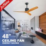 Wood 3 Blade Ceiling Fan without Light for 52 inch Size in English Operating