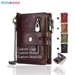 Business Design Style Genuine Cowhide Leather RFID Mini Wallet for Mobile Phone