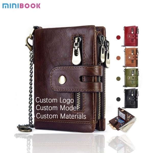 Business Design Style Genuine Cowhide Leather RFID Mini Wallet for Mobile Phone