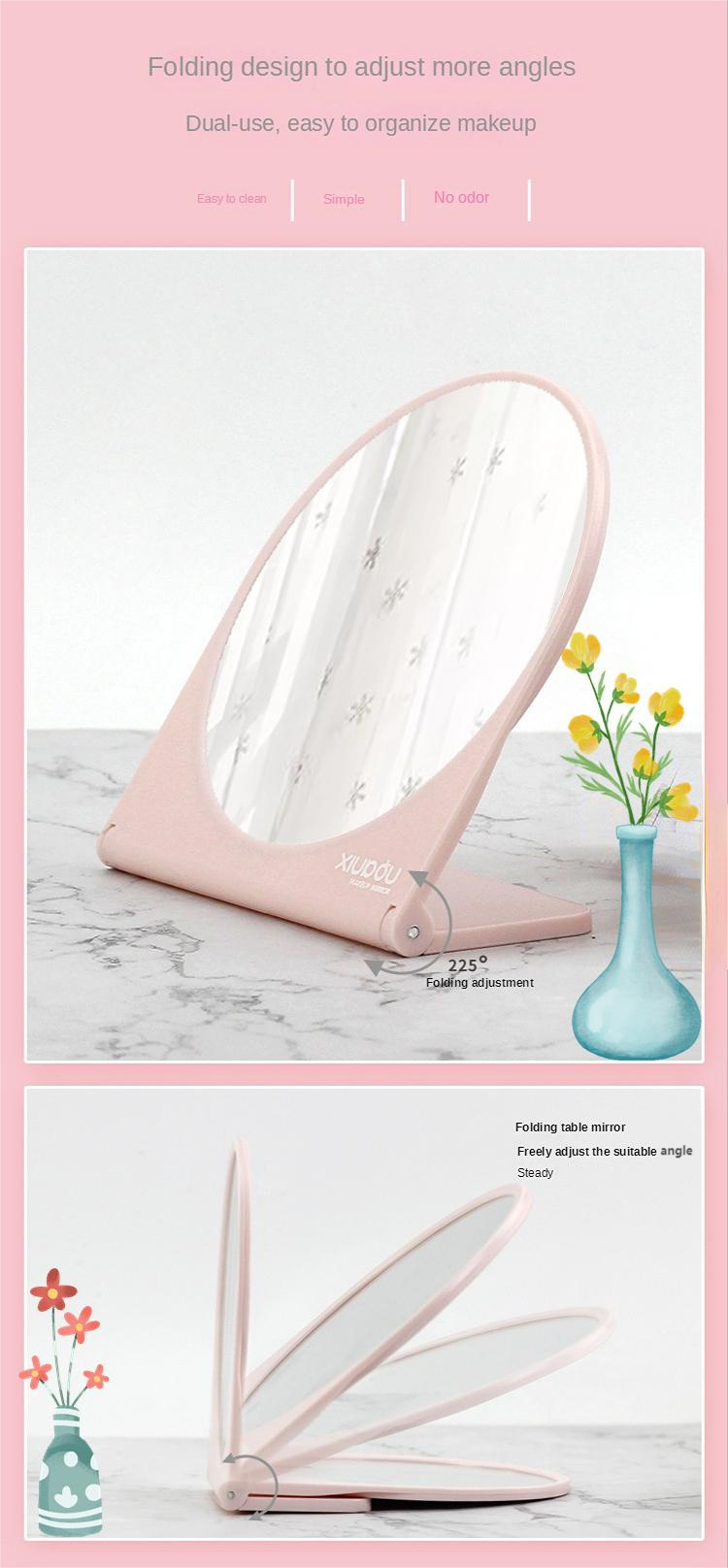 Extra LOGO Plastic Glass Mirror Standing Make-Up Table for Desktop Portable Makeup
