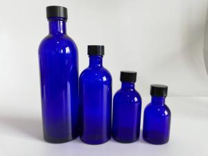 China Blue Glass Makeup Bottles , Foundation Empty Cosmetic Packaging Bottles factory