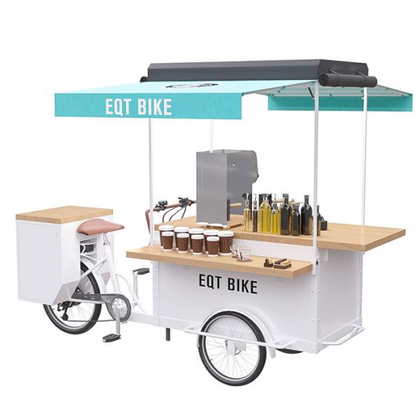 Tea Drink Coffee Bike Cart All Stainless Steel Frame With 36 V / 12 Ah Lithium