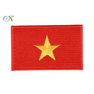 Polyester Background Fabric Embroidered Flag Patches Rectangle Shape For Uniform