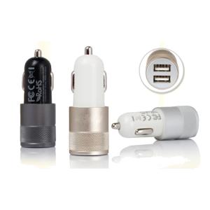 China 2.1A dual USB car aluminium charger factory