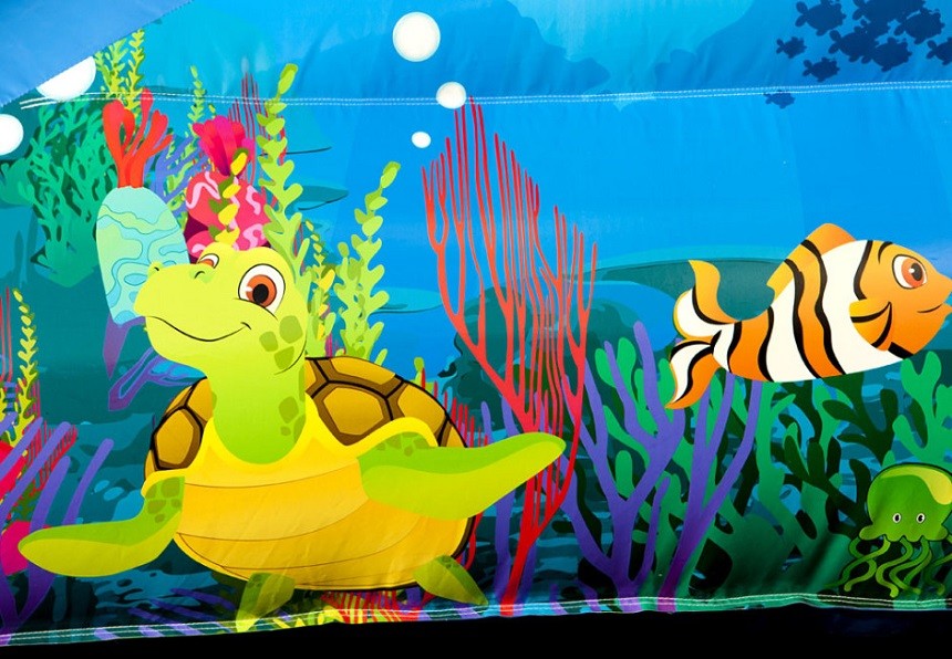 Seaworld Fish Moonwalk Inflatable Bouncer With Slide , 8 People Capacity