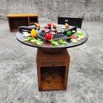 Garden Charcoal ISO9001 Steel BBQ Grill Corten D 1000mm For 40 People