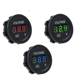China Waterproof Round Motorbike Volt Meter , Mini 12v Led Voltmeter factory
