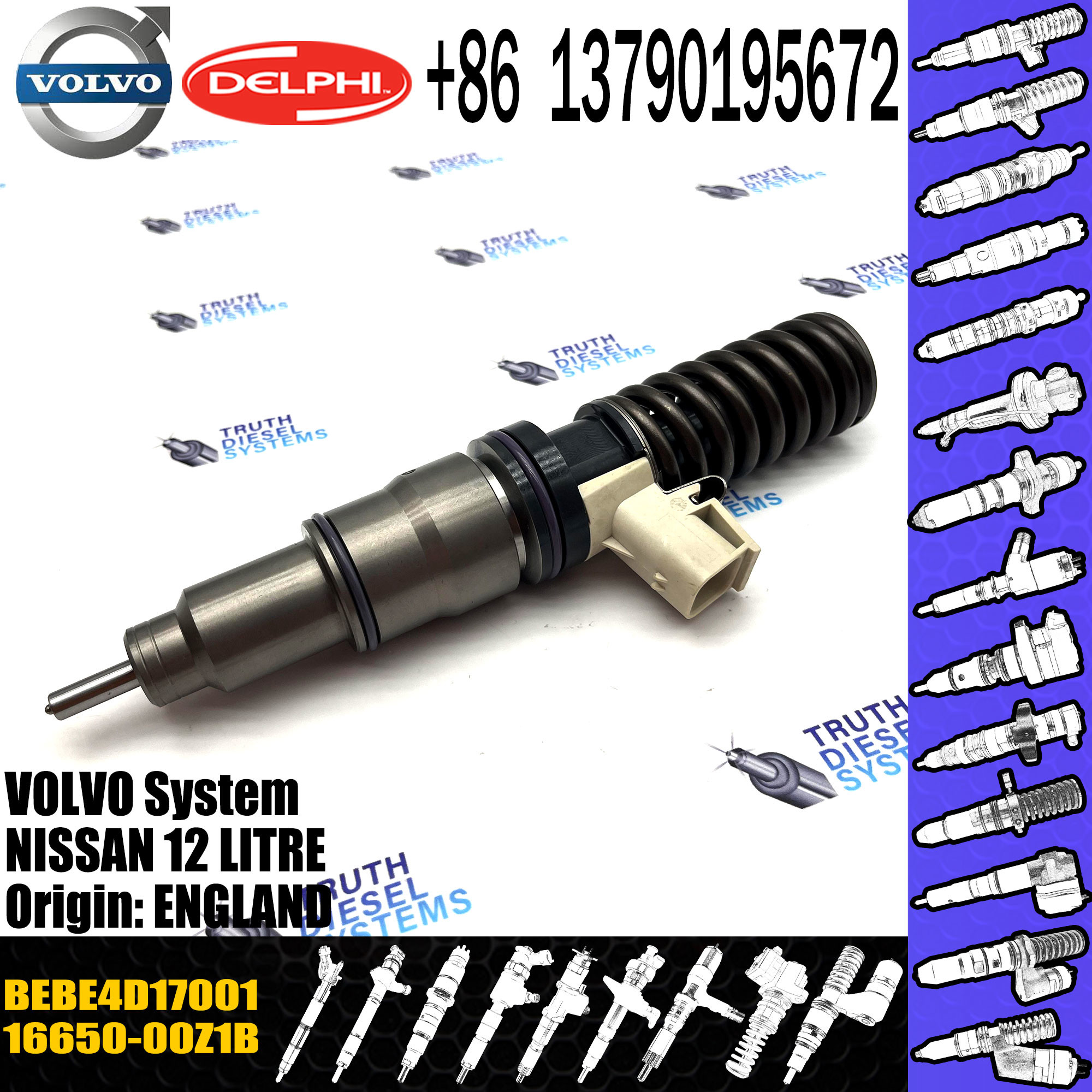 Direct Sale Diesel Fuel Injector 16650-00Z1B BEBE4D17001 For NISSAN 12 LITRE