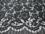 Black Nylon Corded Lace Fabric Floral Knitted Shrink-Resistant