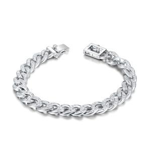 China Luxury charm Cuban Link Bracelets 925 Silver CZ Bracelets For Men factory