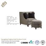 Modern Leisure Fabric Hotel Lounge Chairs High Back Wooden Frame With Ottoman