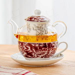 China Sustainable Drinkware Type Glass Teapot Ceramic Tea Set Ideal Valentine'S Day Gift factory