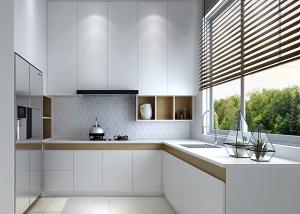 China 20mm Oak Modern Modular Kitchen Cabinets Muebles Cocina For Villa Use factory