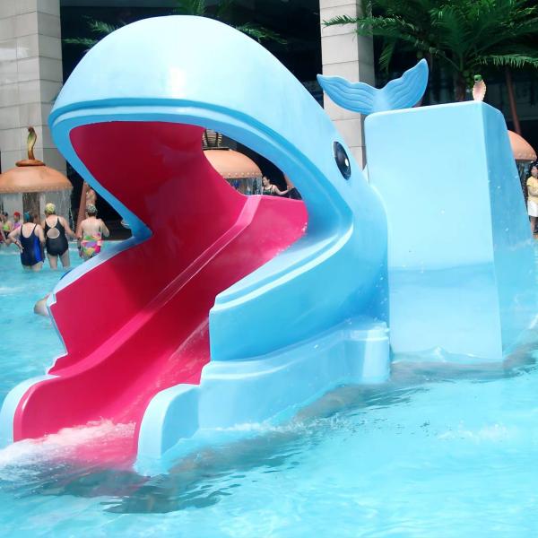 Funny Water Play Equipment / Cartoon Whales Shaped Kids Water Pool Slide for