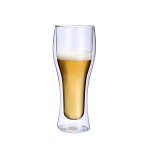 China Cylinder Double Borosilicate Glass Beer Mug 300ml 400ml 450ml factory
