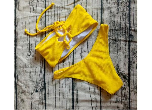 2019 Solid Bikini Brazilian Swimsuit Bikini Sexy Female Shoulder Swimsuit Bikini