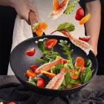 Hot Sale Black 32cm Flat Bottom Maifan Stone Skillet Cookware Cooking Non-stick