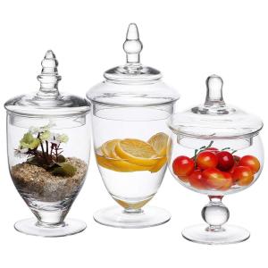 China Multipurpose Set Of 3 Clear Glass Jars For Kitchen factory