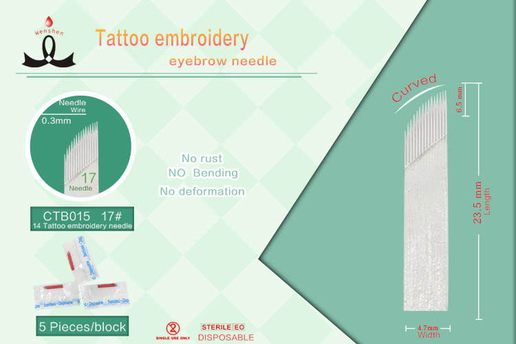 #14 17 White Curve Blade Microblading Needles Excellent Stability