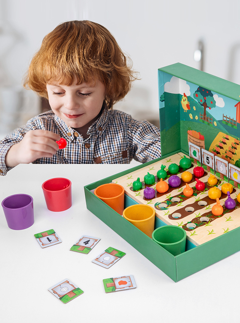 Simulate Farm Kids Wooden Toys Fruits Vegetables Harvest Grow Toys