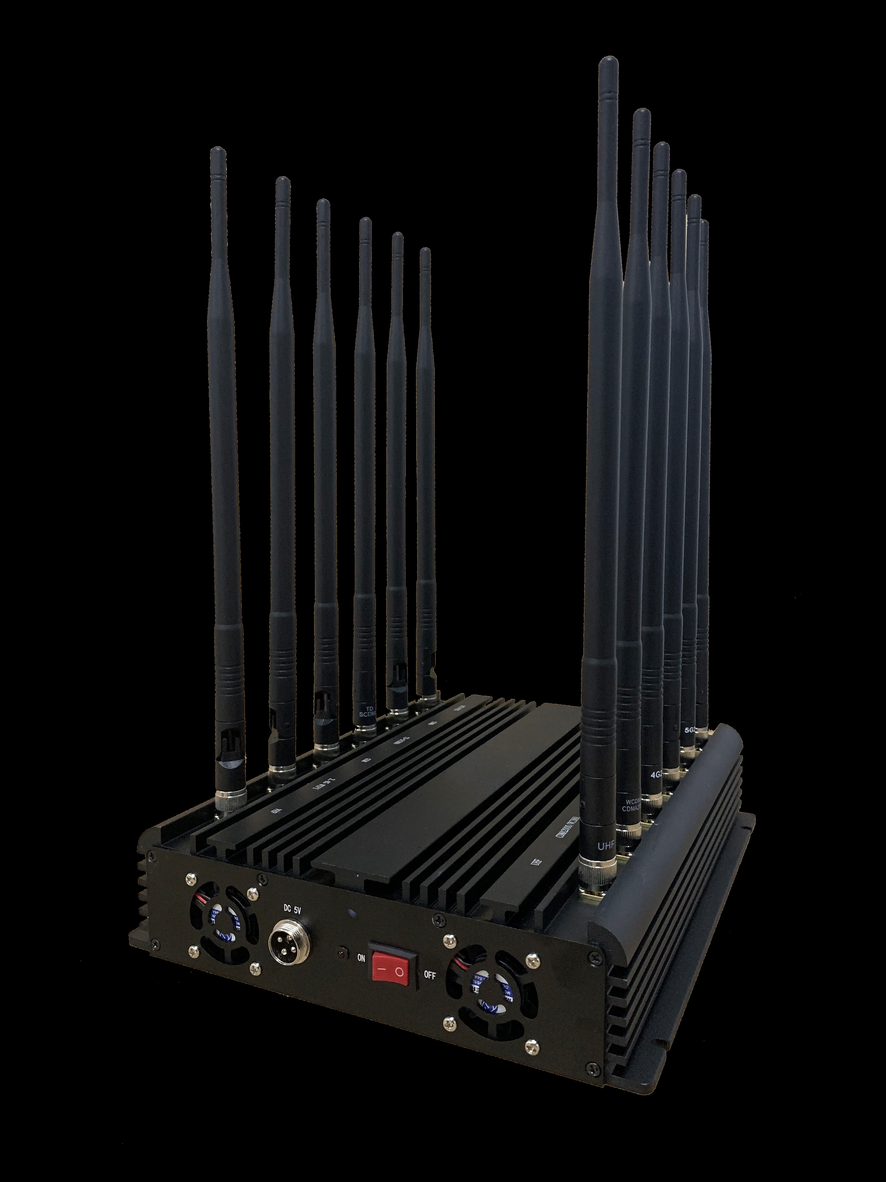 4G 5G WiFi Cell Phone Signal Jammer 12 Antenna Adjustable Software Management Control