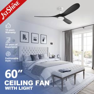 China 60 Inches 3 Blades Wooden Ceiling Fan with Light for Bedroom Long-Lasting Performance factory