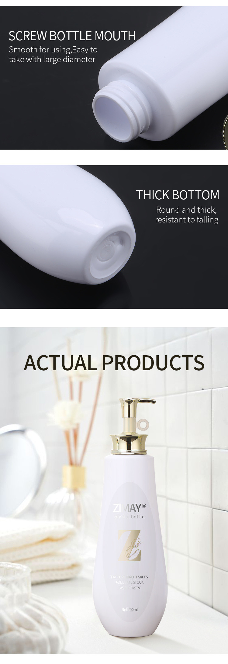 750ml White Plastic Lotion Pump Bottle Square Shampoo Hair And Conditioner